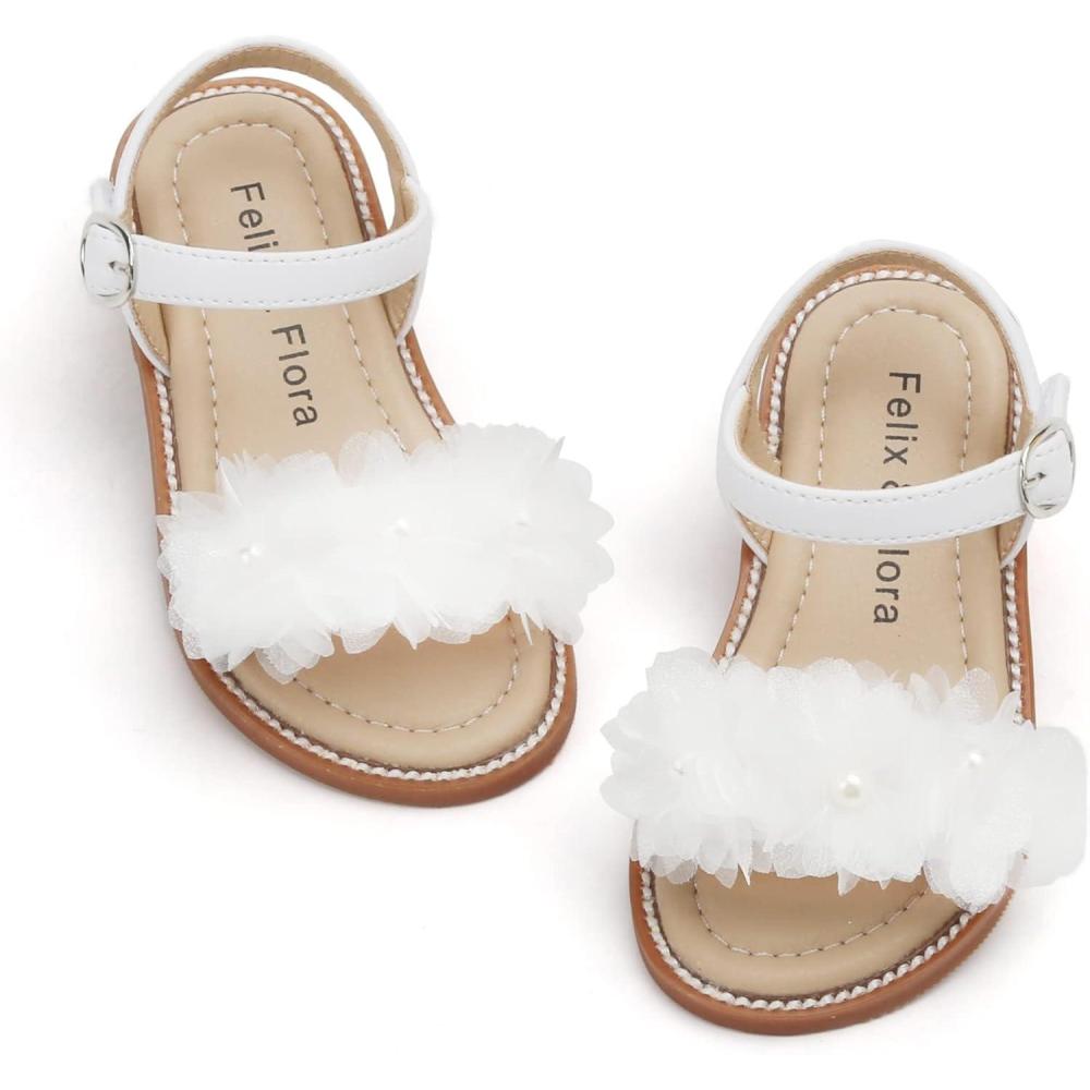 imageFelix ampamp Flora Toddler Girl Sandals  Little Girl Easter Summer Dress Shoes Lightweight Open Toe Beach HolidayBc279white