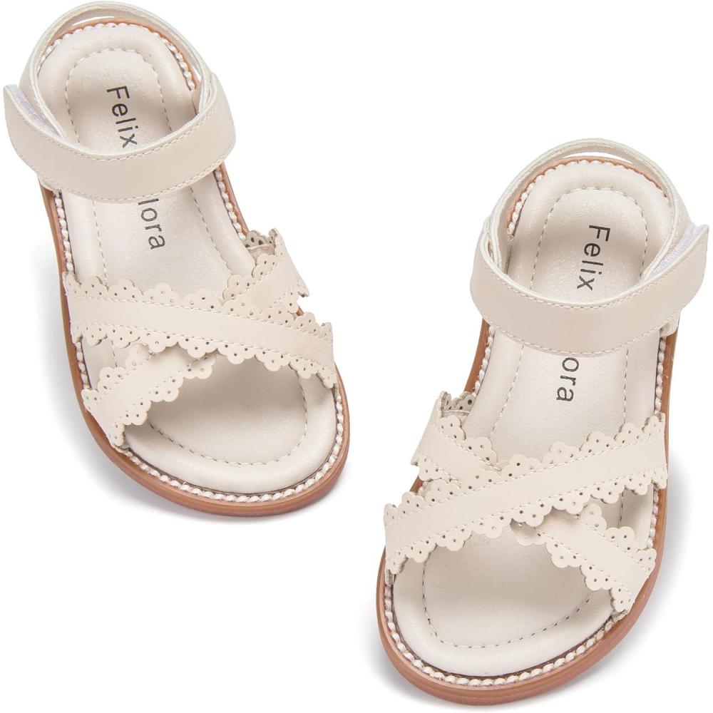 imageFelix ampamp Flora Toddler Girl Sandals  Little Girl Easter Summer Dress Shoes Lightweight Open Toe Beach HolidayBc286apricot