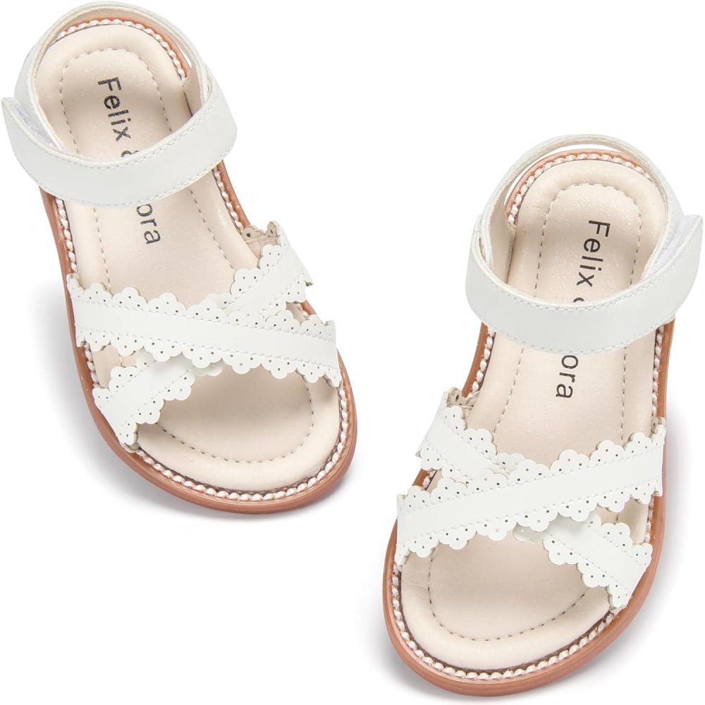 imageFelix ampamp Flora Toddler Girl Sandals  Little Girl Easter Summer Dress Shoes Lightweight Open Toe Beach HolidayBc286cream White