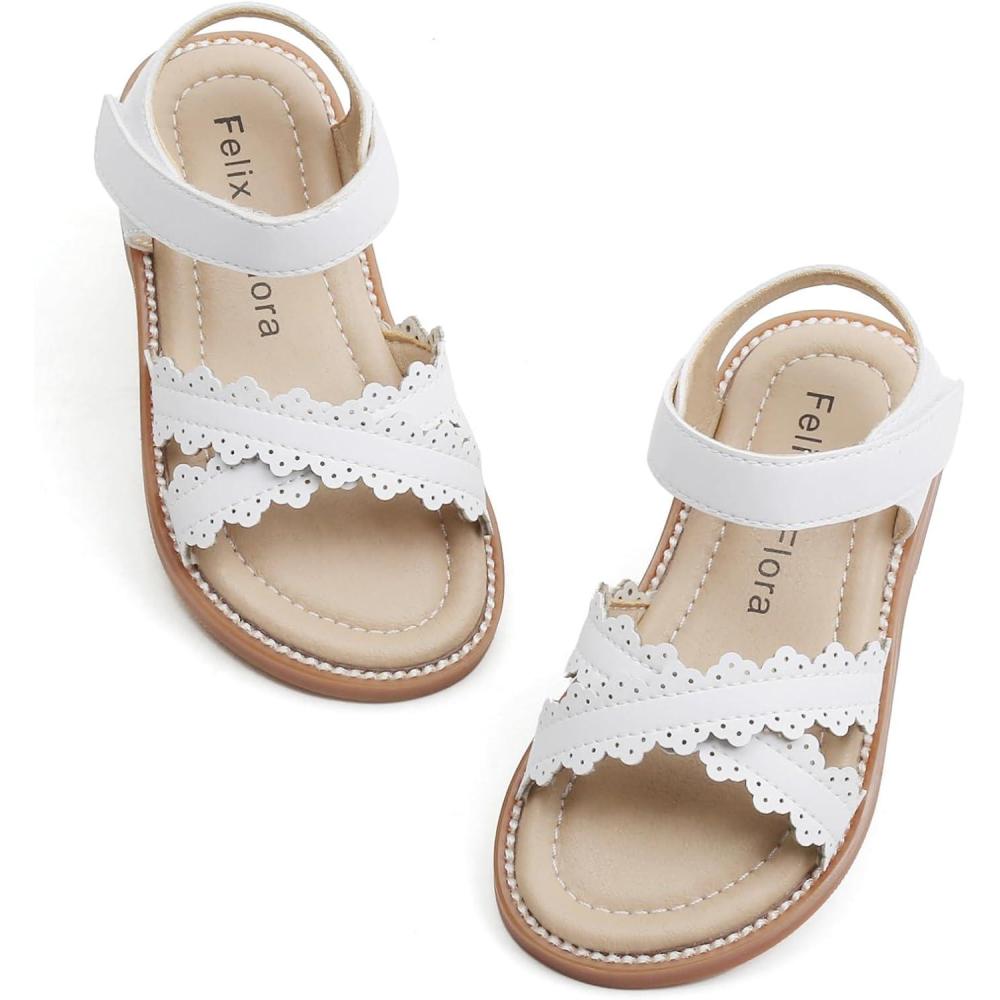 imageFelix ampamp Flora Toddler Girl Sandals  Little Girl Easter Summer Dress Shoes Lightweight Open Toe Beach HolidayBc286white