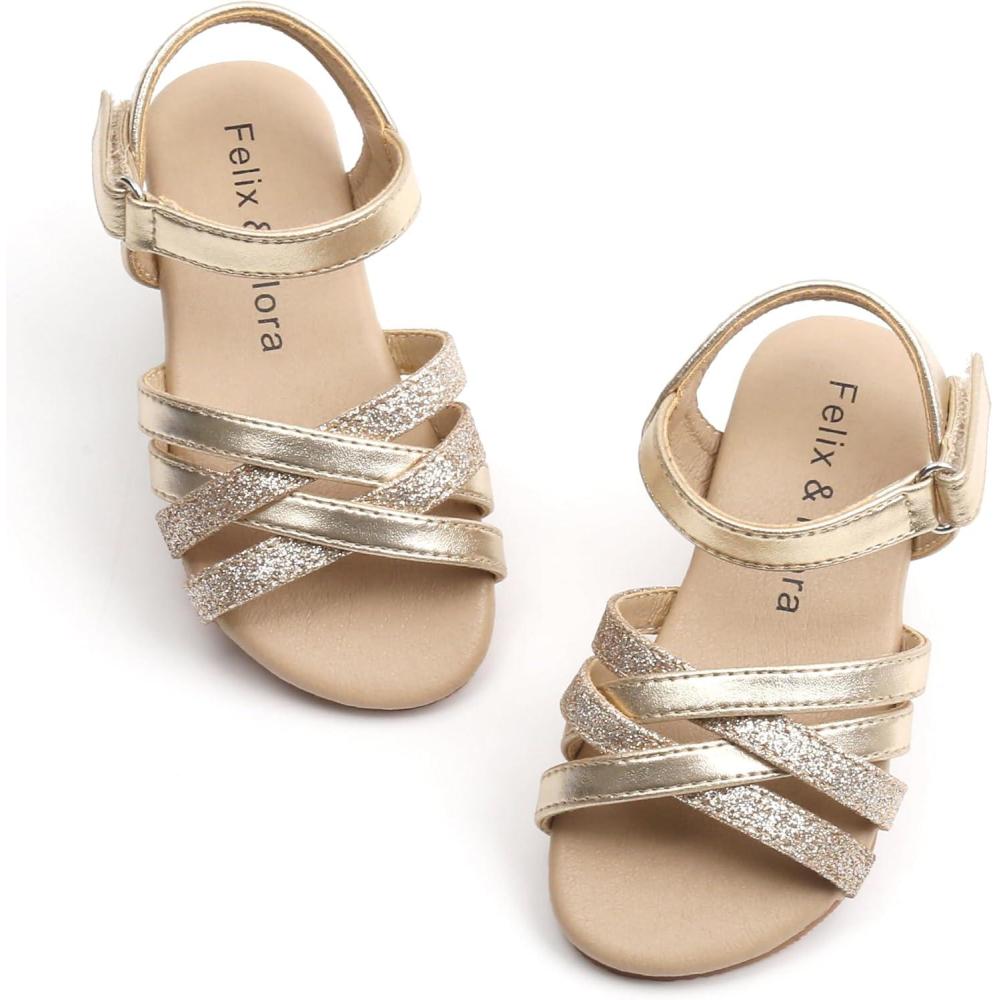 imageFelix ampamp Flora Toddler Girl Sandals  Little Girl Easter Summer Dress Shoes Lightweight Open Toe Beach HolidayBc294gold