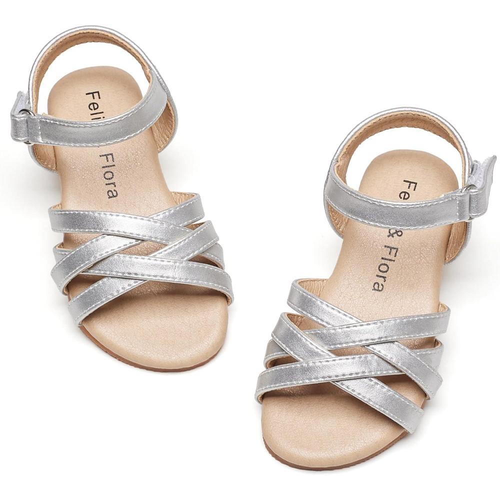 imageFelix ampamp Flora Toddler Girl Sandals  Little Girl Easter Summer Dress Shoes Lightweight Open Toe Beach HolidayBc294silver