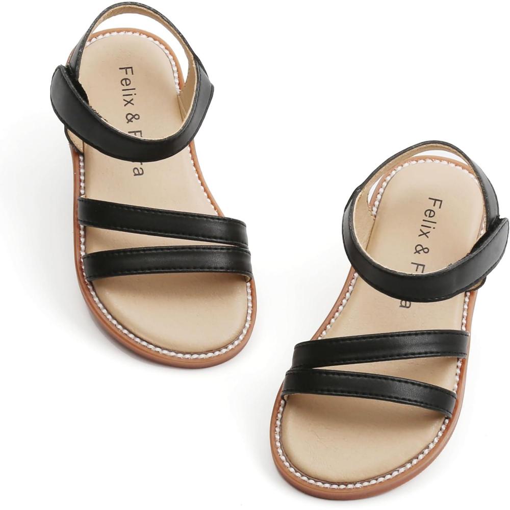 imageFelix ampamp Flora Toddler Girl Sandals  Little Girl Easter Summer Dress Shoes Lightweight Open Toe Beach HolidayBc296black
