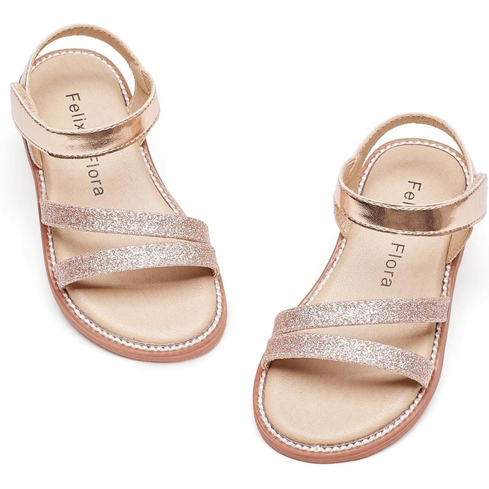 imageFelix ampamp Flora Toddler Girl Sandals  Little Girl Easter Summer Dress Shoes Lightweight Open Toe Beach HolidayBc296glitter Pink