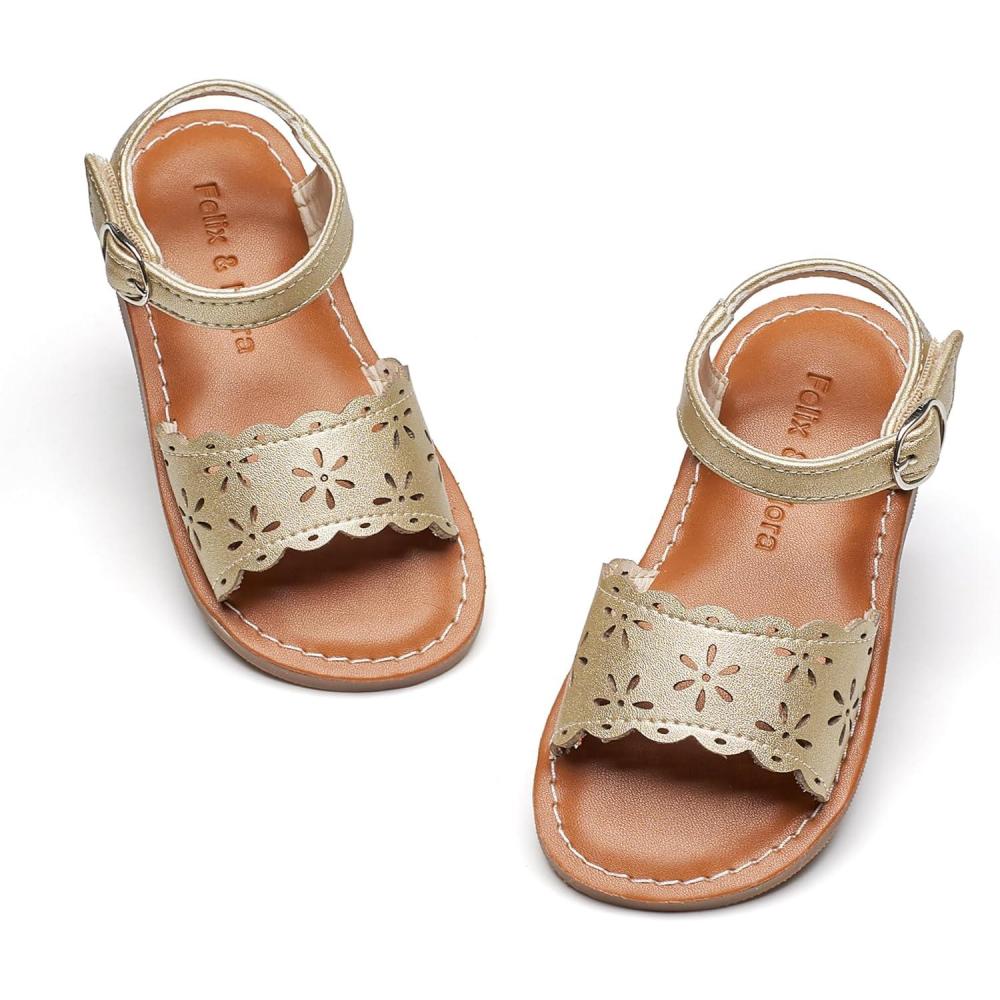 imageFelix ampamp Flora Toddler Girl Sandals  Little Girl Easter Summer Dress Shoes Lightweight Open Toe Beach HolidayBc307gold