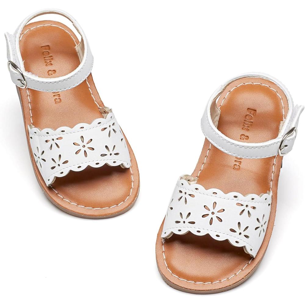 imageFelix ampamp Flora Toddler Girl Sandals  Little Girl Easter Summer Dress Shoes Lightweight Open Toe Beach HolidayBc307white