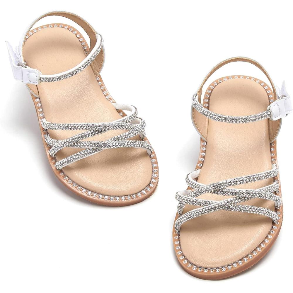 imageFelix ampamp Flora Toddler Girl Sandals Flower Girl Dress Shoes Open Toe Little Kid Summer FlatsBc277silver