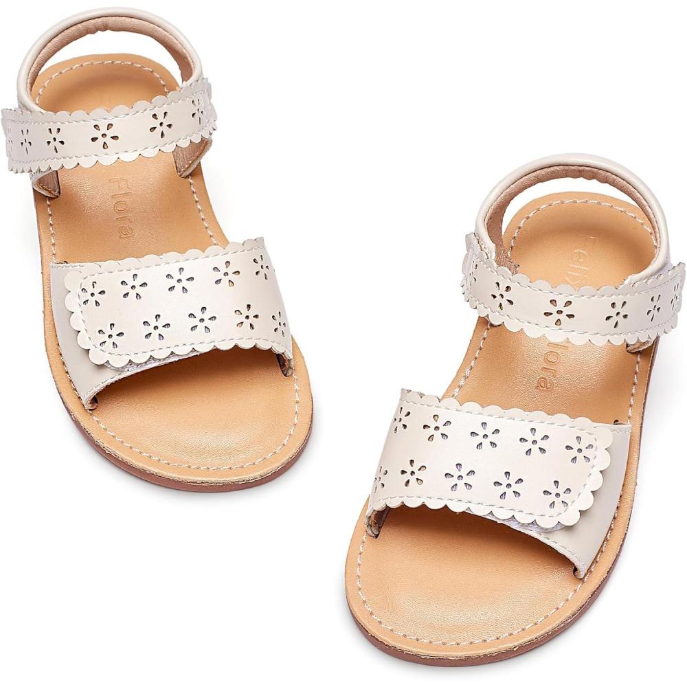 imageFelix ampamp Flora Toddler Girl Sandals Flower Girl Dress Shoes Open Toe Little Kid Summer FlatsBc293beige