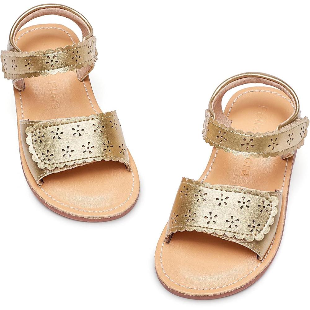 imageFelix ampamp Flora Toddler Girl Sandals Flower Girl Dress Shoes Open Toe Little Kid Summer FlatsBc293gold