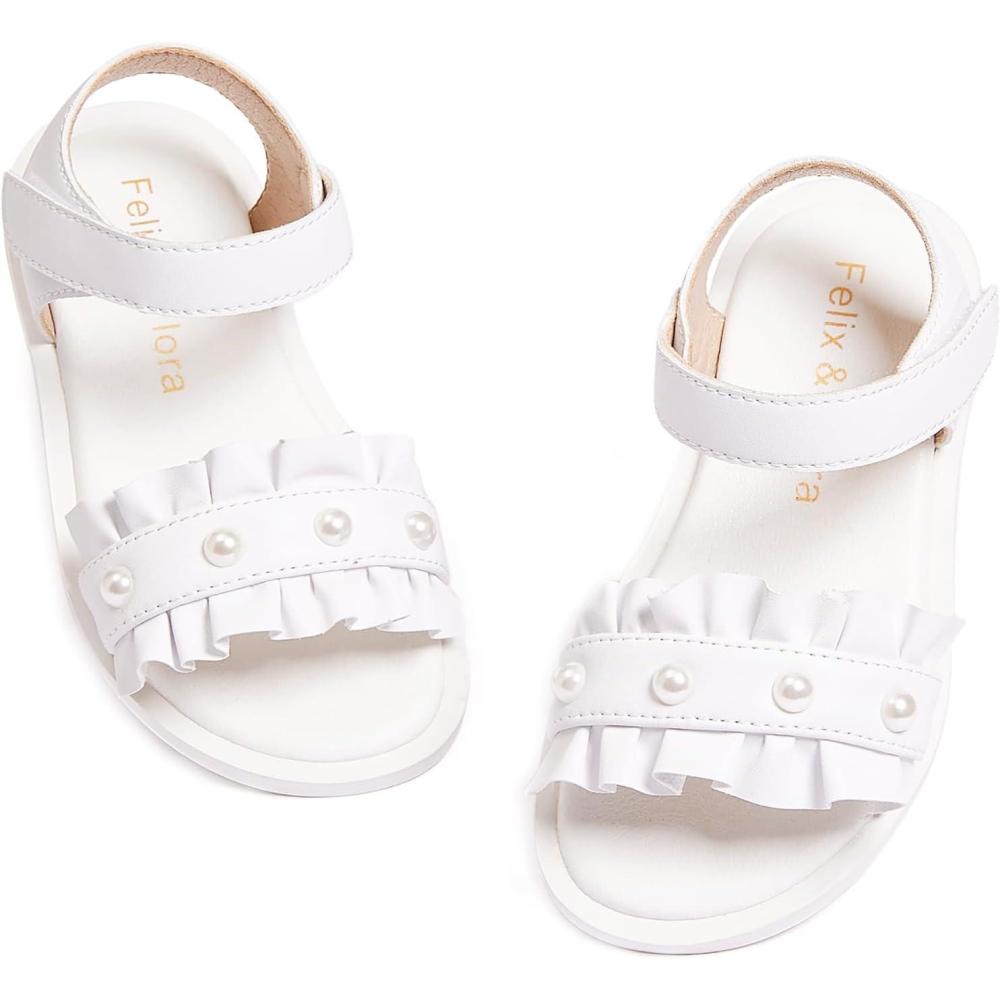 imageFelix ampamp Flora Toddler Girl Sandals Open Toe Summer Flower Girl Dress ShoesBc302white