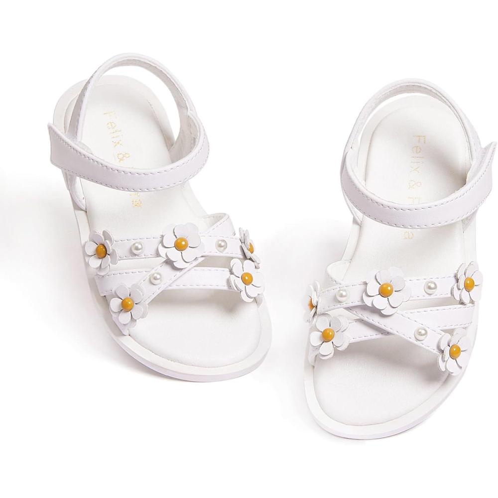 imageFelix ampamp Flora Toddler Girl Sandals Open Toe Summer Flower Girl Dress ShoesBc304white