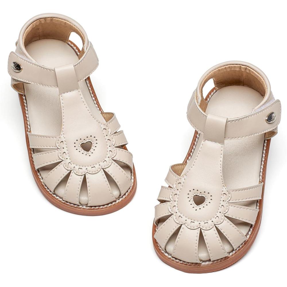 imageFelix ampamp Flora Toddler Girls Sandals Flower Girl Shoes Soft Rubber Princess Summer Flat ShoesBc312beige