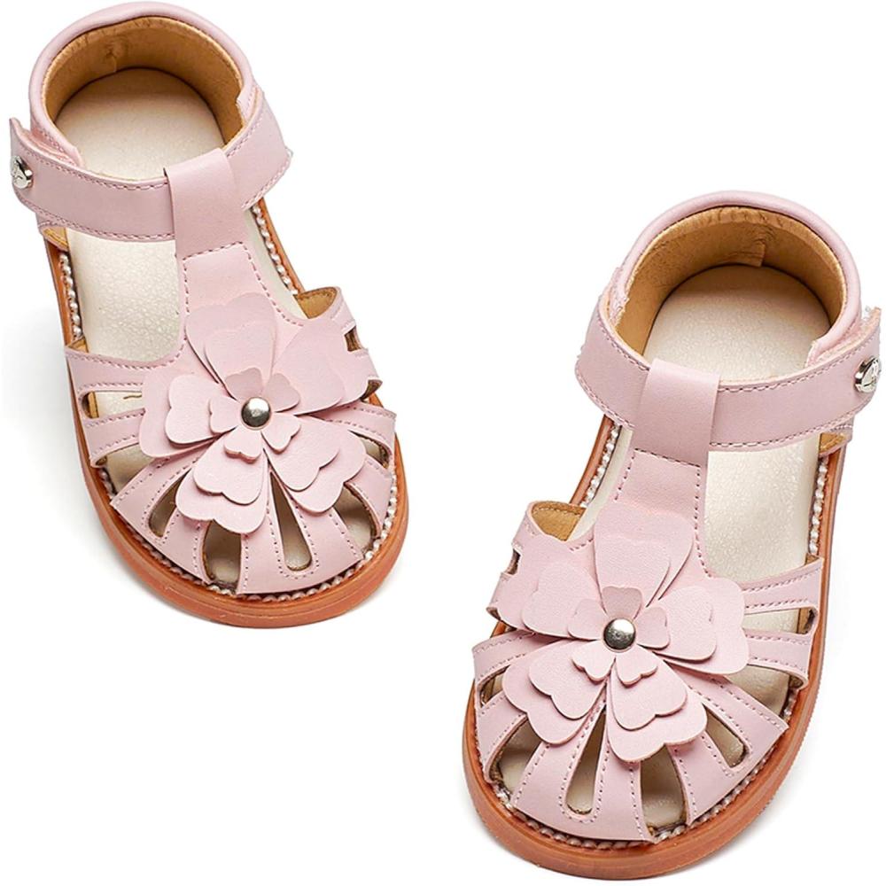 imageFelix ampamp Flora Toddler Girls Sandals Flower Girl Shoes Soft Rubber Princess Summer Flat ShoesBc314pink