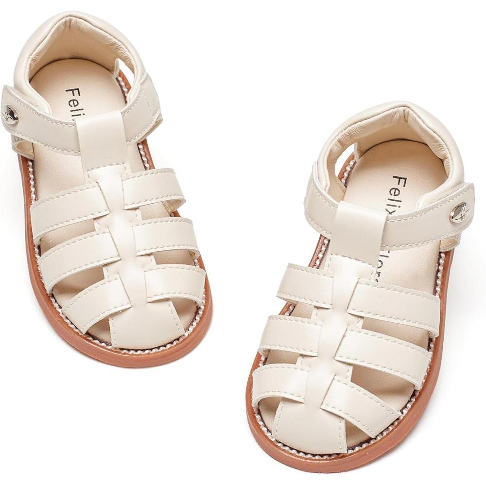 imageFelix ampamp Flora Toddler Girls Sandals Flower Girl Shoes Soft Rubber Princess Summer Flat ShoesBc319beige