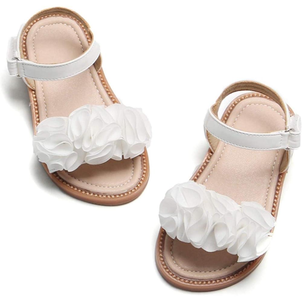 imageFelix ampamp Flora Toddler Girls Sandals Soft Rubber Flats Summer Baby Flower Girl ShoesBc207white