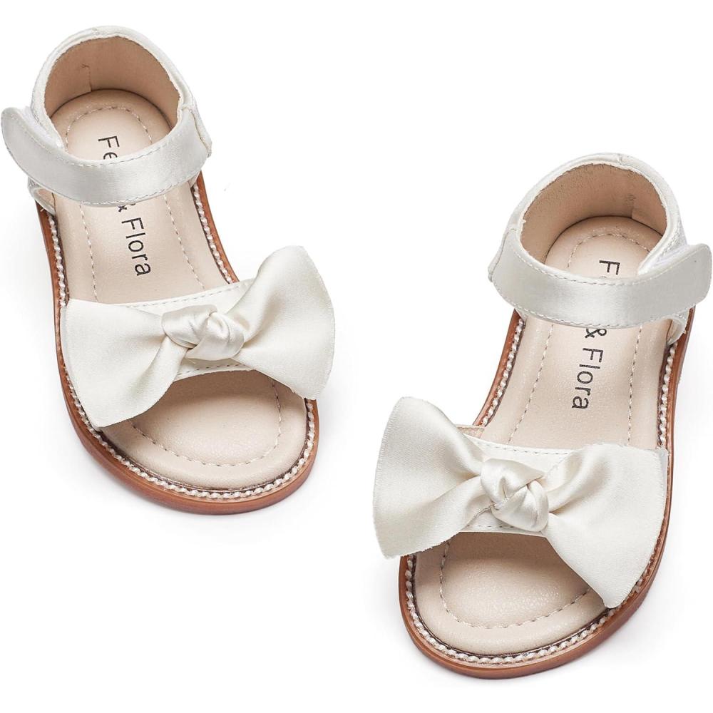 imageFelix ampamp Flora Toddler Girls Sandals Soft Rubber Flats Summer Baby Flower Girl ShoesBc245s Ivory White