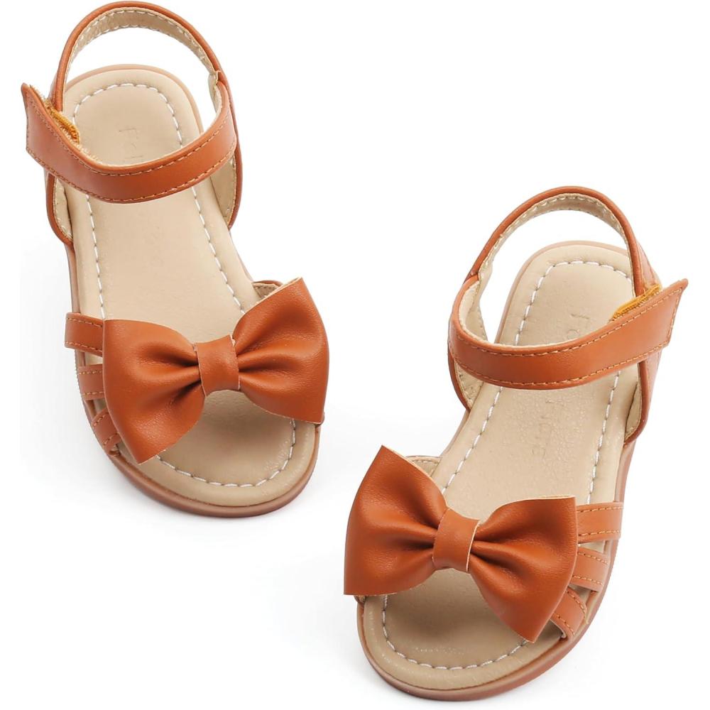 imageFelix ampamp Flora Toddler Girls Sandals Soft Rubber Flats Summer Baby Flower Girl ShoesBc252fl Brown