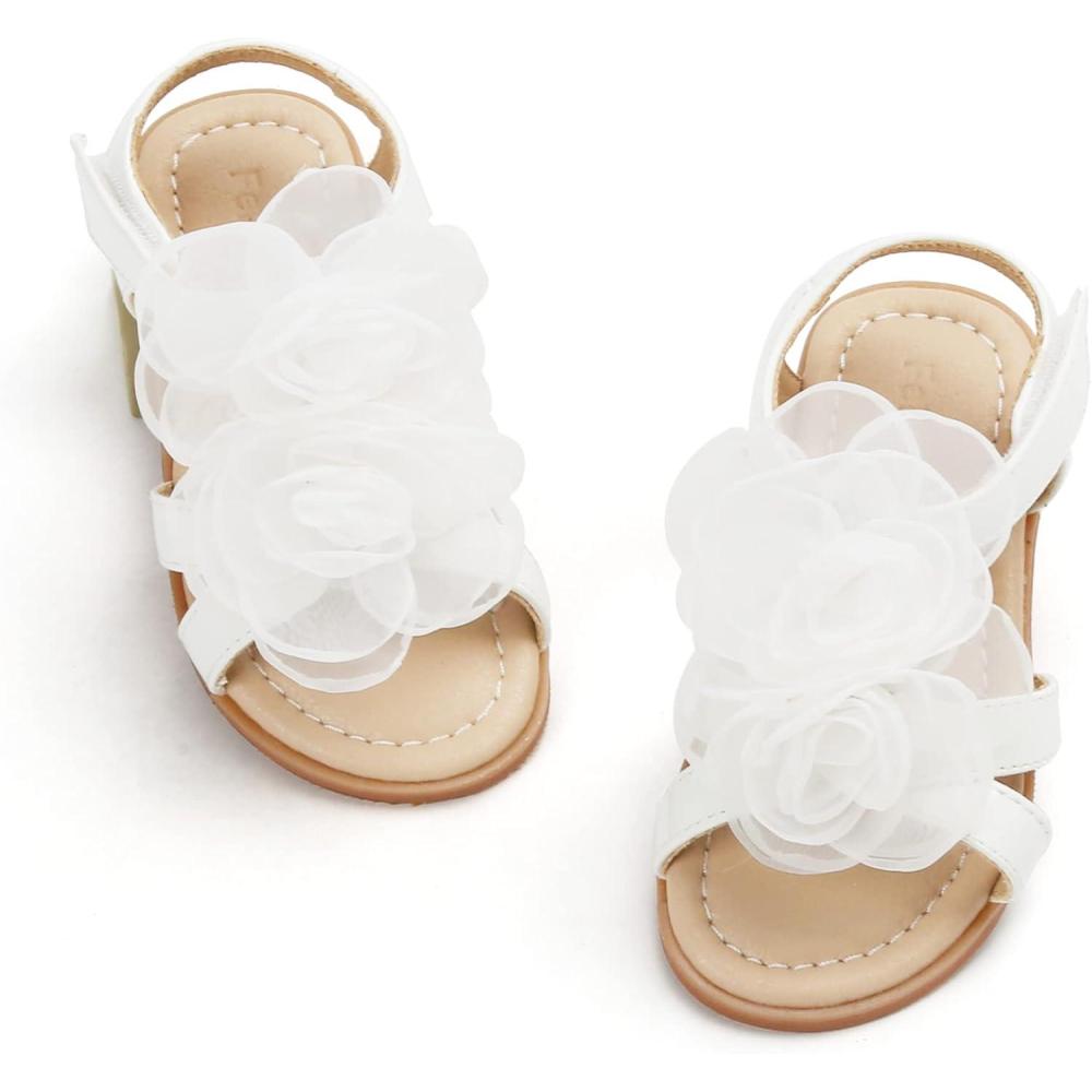imageFelix ampamp Flora Toddler Girls Sandals Soft Rubber Flats Summer Baby Flower Girl ShoesBc254white