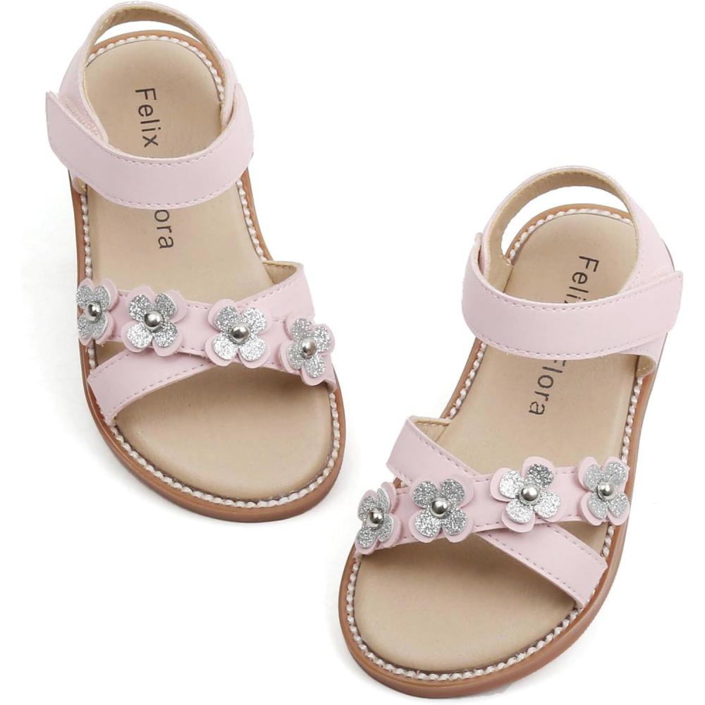 imageFelix ampamp Flora Toddler Girls Sandals Soft Rubber Flats Summer Baby Flower Girl ShoesBc290pink