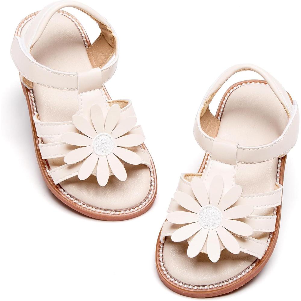 imageFelix ampamp Flora Toddler Girls Sandals Soft Rubber Flats Summer Baby Flower Girl ShoesBc306beige