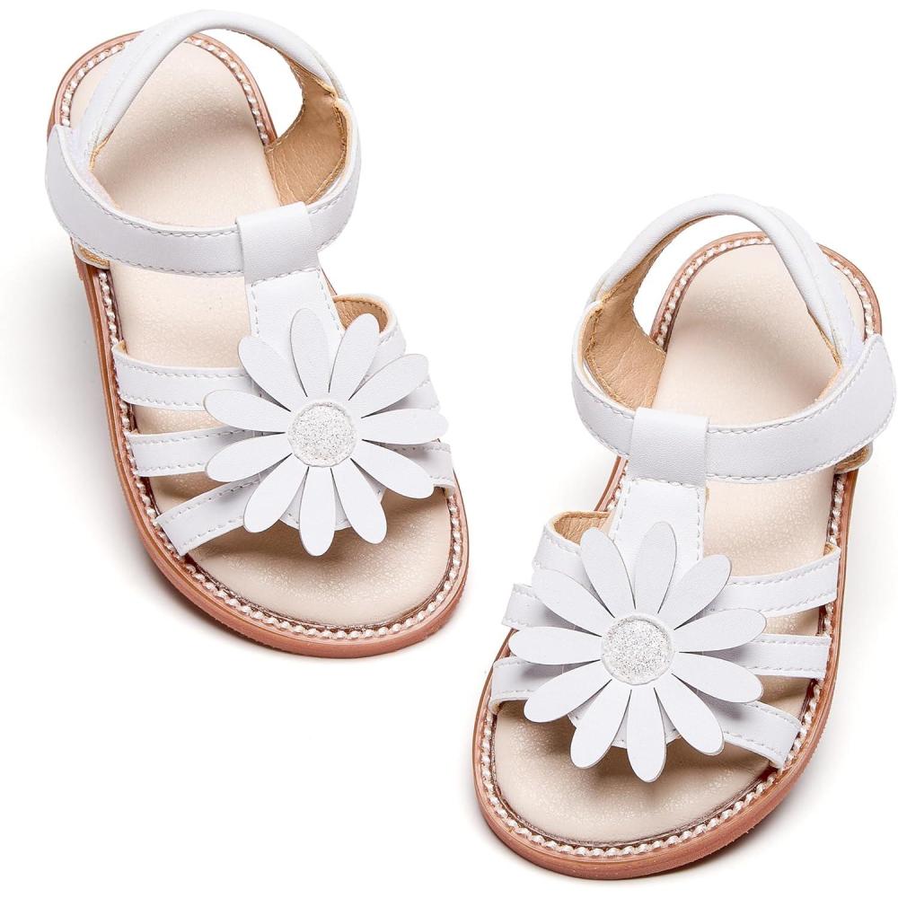 imageFelix ampamp Flora Toddler Girls Sandals Soft Rubber Flats Summer Baby Flower Girl ShoesBc306white