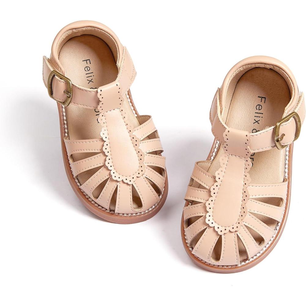 imageFelix ampamp Flora Toddler Girls Sandals Soft Rubber Princess Flat Shoes Summer Flower Girl ShoesBc262nude