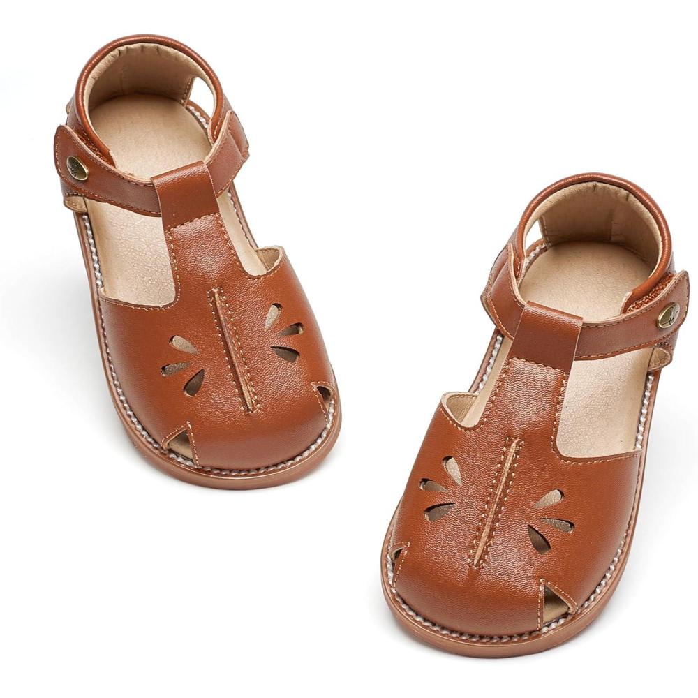 imageFelix ampamp Flora Toddler Girls Sandals Soft Rubber Princess Flat Shoes Summer Flower Girl ShoesBc311brown