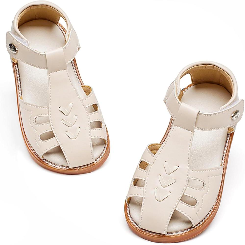 imageFelix ampamp Flora Toddler Girls Sandals Soft Rubber Princess Flat Shoes Summer Flower Girl ShoesBc313beige