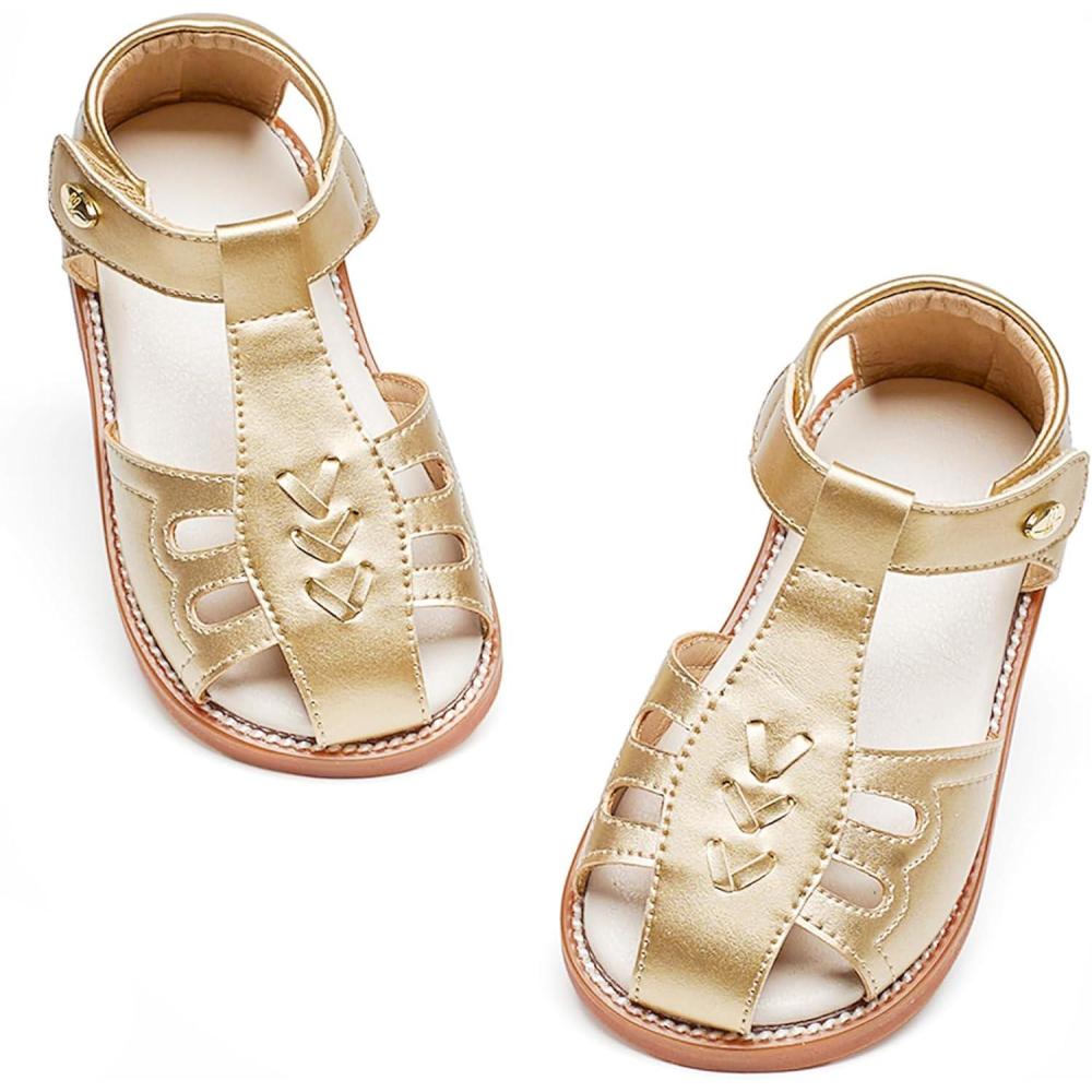 imageFelix ampamp Flora Toddler Girls Sandals Soft Rubber Princess Flat Shoes Summer Flower Girl ShoesBc313gold