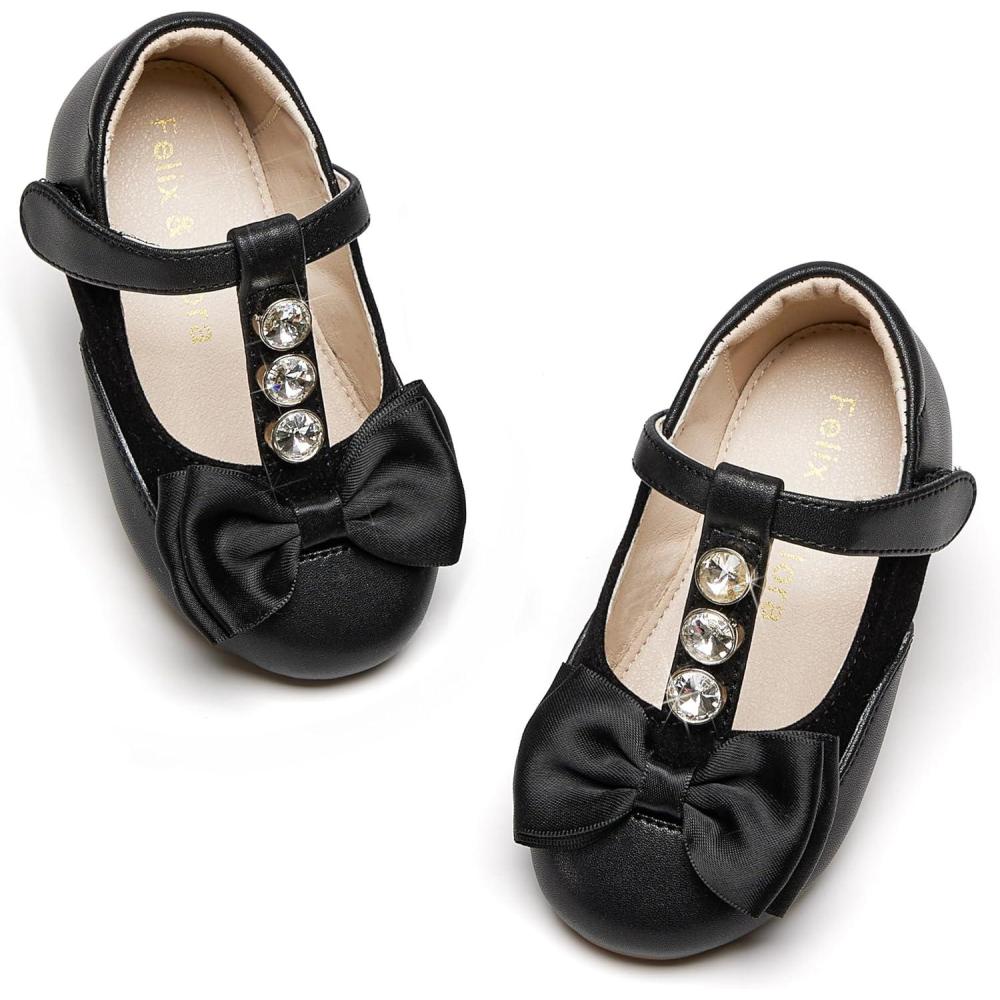imageFelix ampamp Flora Toddler Little Girl Flat Oxfords Dress Shoes  Mary Jane Princess for Girl Party School ShoesB416black