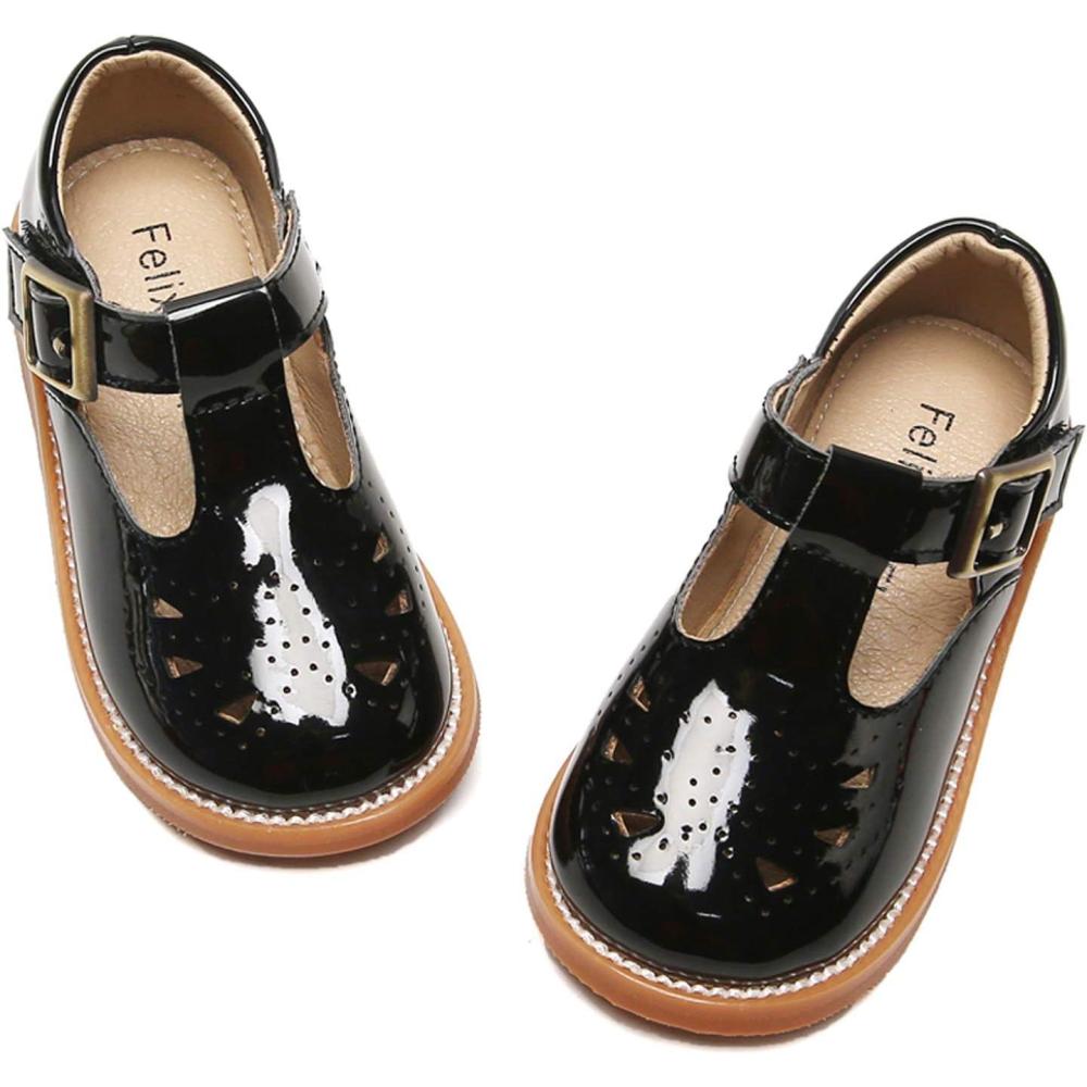 imageFelix ampamp Flora Toddler Little Girl Mary Jane Dress Shoes  Ballet Flats for Easter Flower Girl Party School ShoesB345black