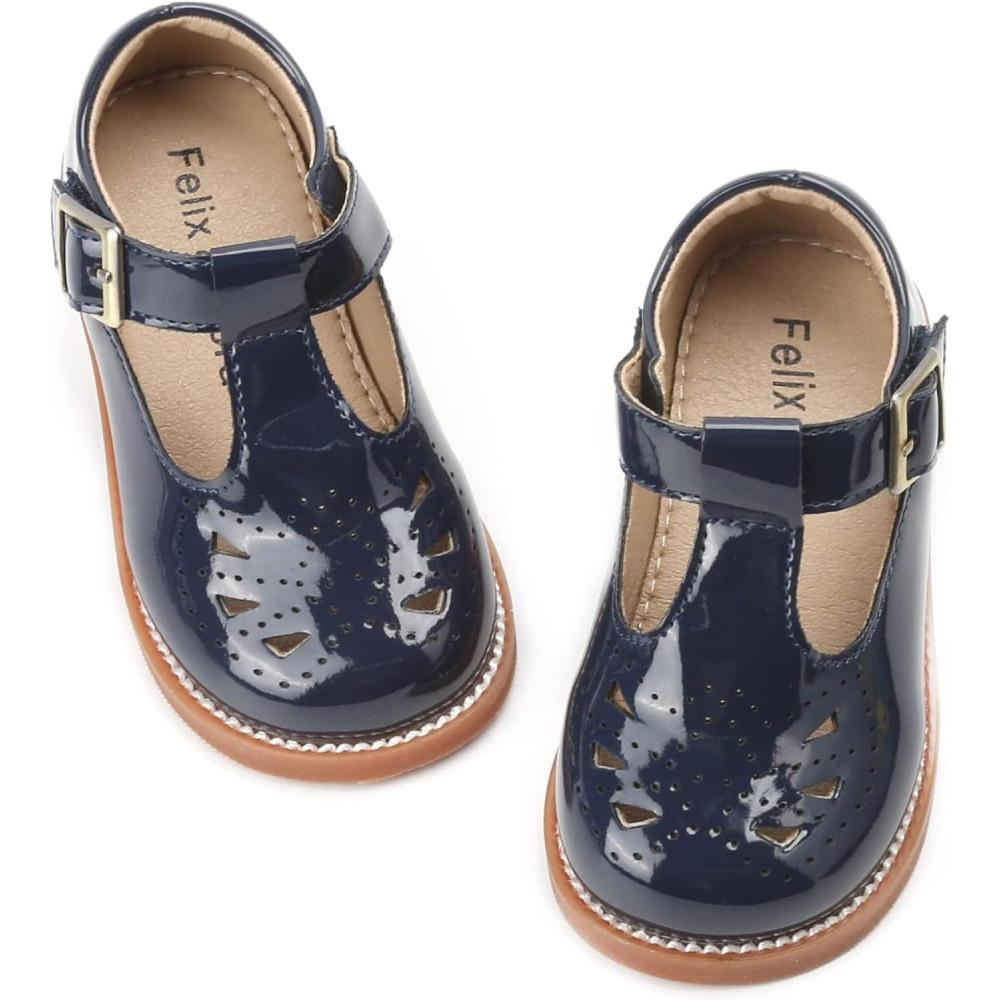 imageFelix ampamp Flora Toddler Little Girl Mary Jane Dress Shoes Ballet Flats for Easter Flower Girl Party School ShoesB345navy Blue