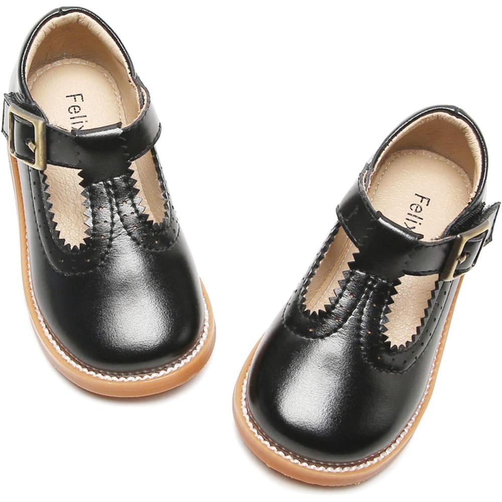 imageFelix ampamp Flora Toddler Little Girl Mary Jane Dress Shoes  Ballet Flats for Easter Flower Girl Party School ShoesB348black