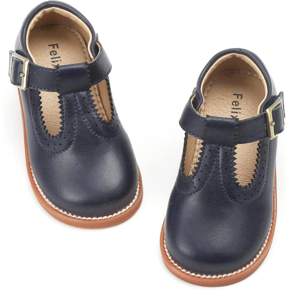 imageFelix ampamp Flora Toddler Little Girl Mary Jane Dress Shoes  Ballet Flats for Easter Flower Girl Party School ShoesB348navy Blue