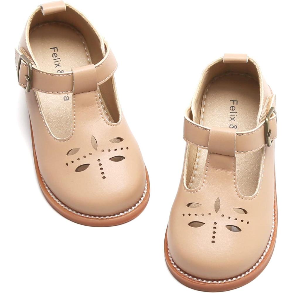 imageFelix ampamp Flora Toddler Little Girl Mary Jane Dress Shoes  Ballet Flats for Easter Flower Girl Party School ShoesB395nude