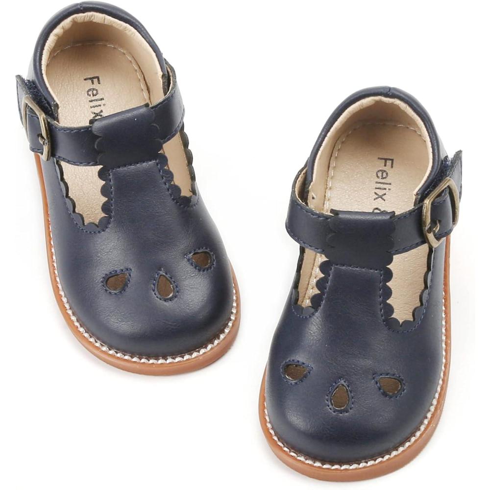 imageFelix ampamp Flora Toddler Little Girl Mary Jane Dress Shoes  Ballet Flats for Easter Flower Girl Party School ShoesB401navy Blue