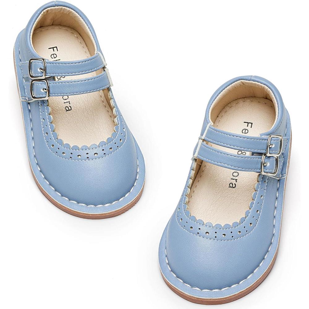 imageFelix ampamp Flora Toddler Little Girl Mary Jane Dress Shoes  Ballet Flats for Easter Flower Girl Party School ShoesB430blue