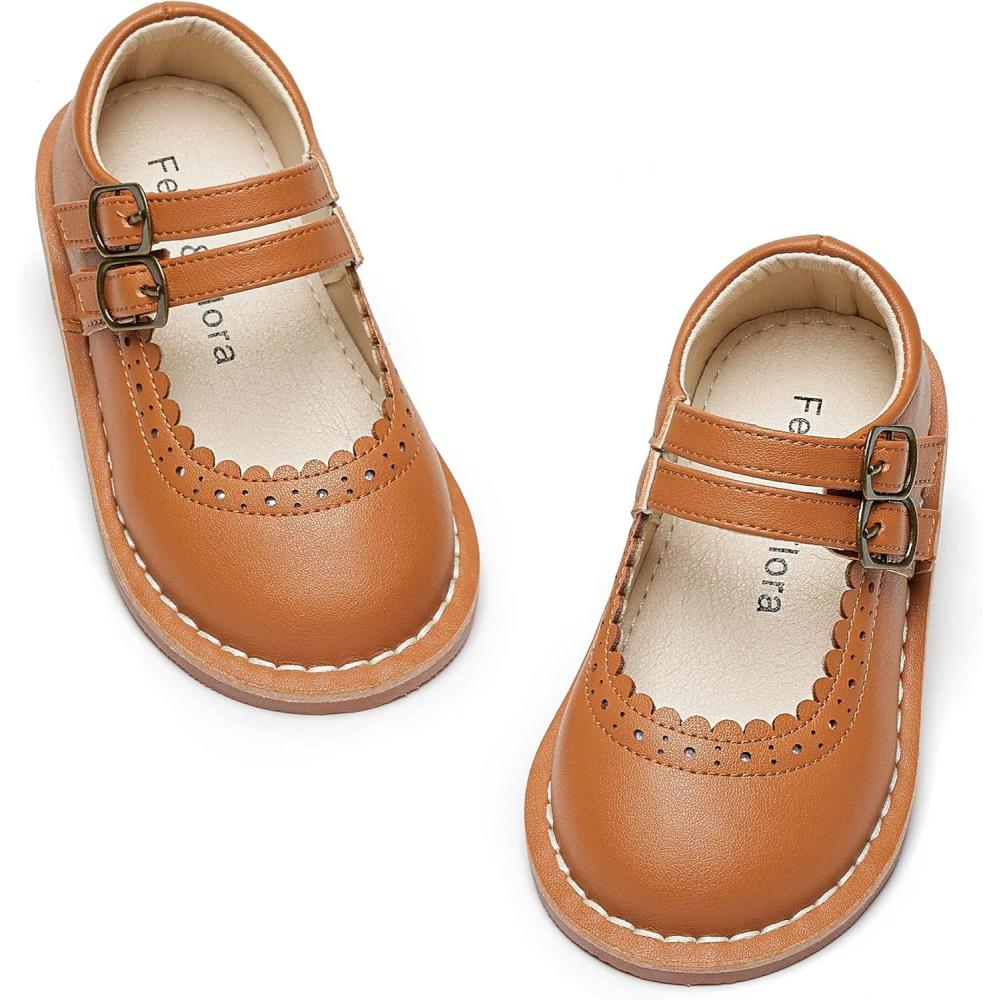 imageFelix ampamp Flora Toddler Little Girl Mary Jane Dress Shoes  Ballet Flats for Easter Flower Girl Party School ShoesB430oxford Brown