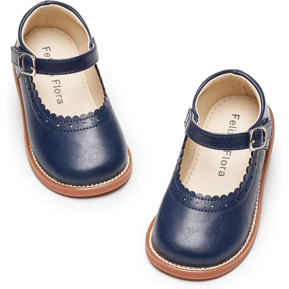 imageFelix ampamp Flora Toddler Little Girl Mary Jane Dress Shoes  Ballet Flats for Easter Flower Girl Party School ShoesB431navy Blue
