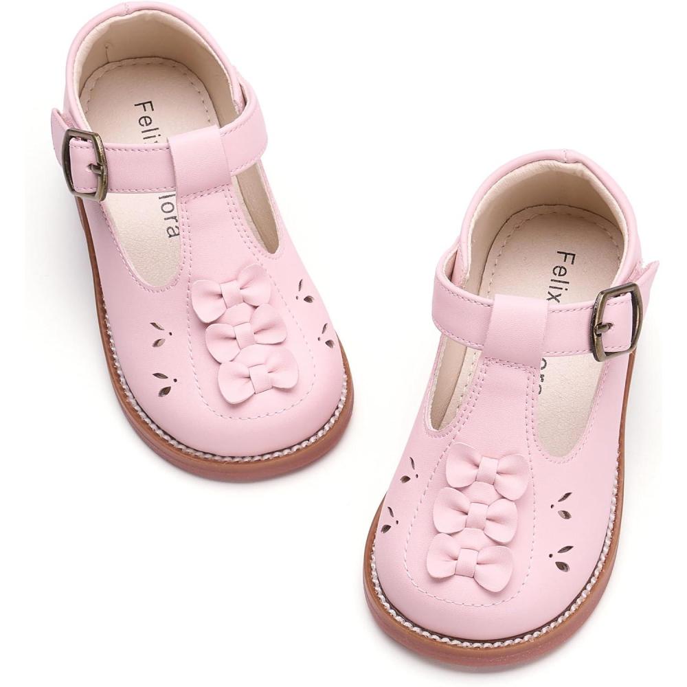 imageFelix ampamp Flora Toddler Little Girl Mary Jane Dress Shoes  Ballet Flats for Easter Flower Girl Party School ShoesB438pink