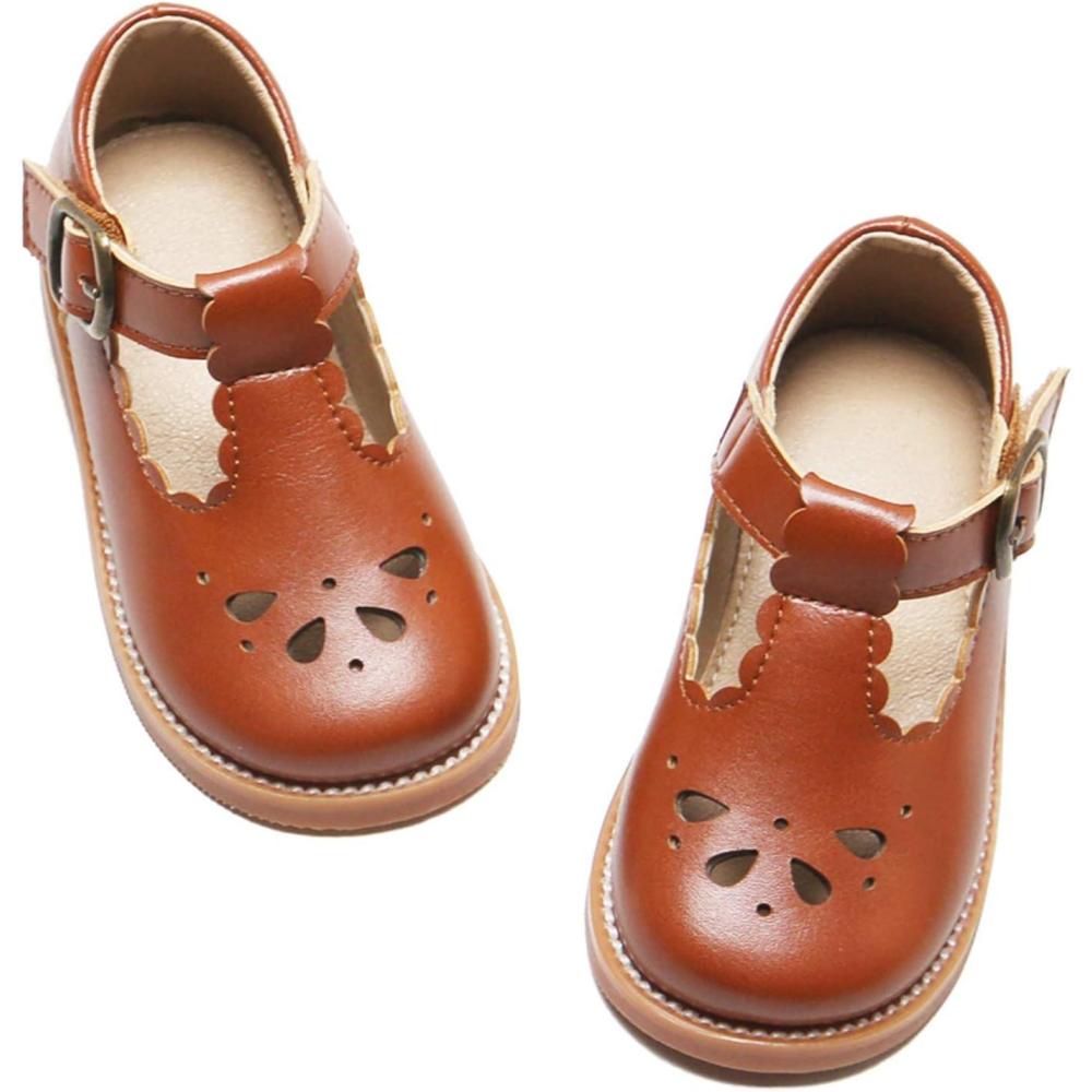 imageFelix ampamp Flora Toddler Little Girl Mary Jane Dress Shoes  Ballet Flats for Girl Party School ShoesB366brown