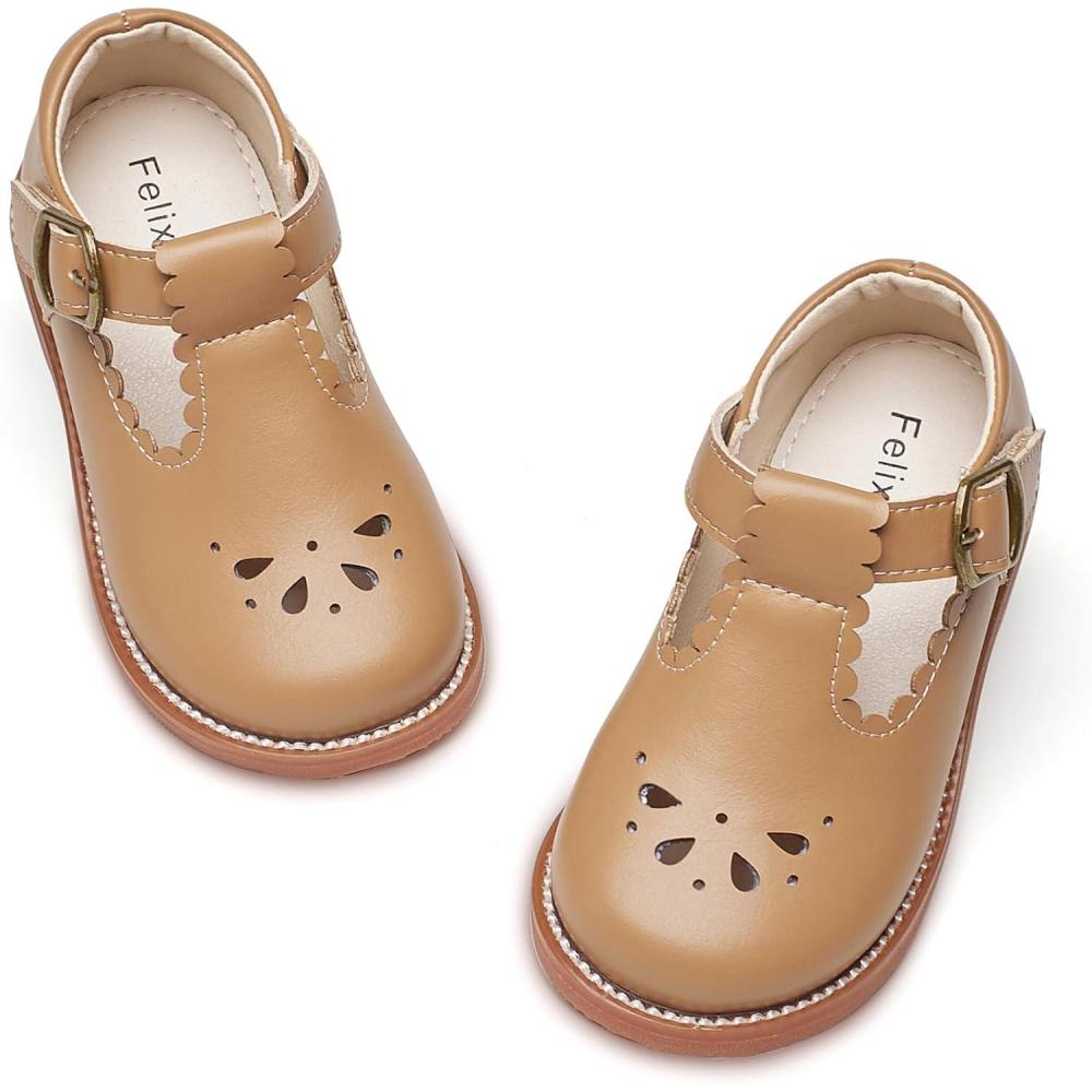imageFelix ampamp Flora Toddler Little Girl Mary Jane Dress Shoes  Ballet Flats for Girl Party School ShoesB366chestnut