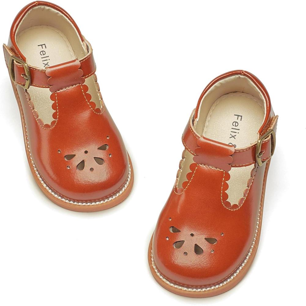 imageFelix ampamp Flora Toddler Little Girl Mary Jane Dress Shoes  Ballet Flats for Girl Party School ShoesB366dark Brown