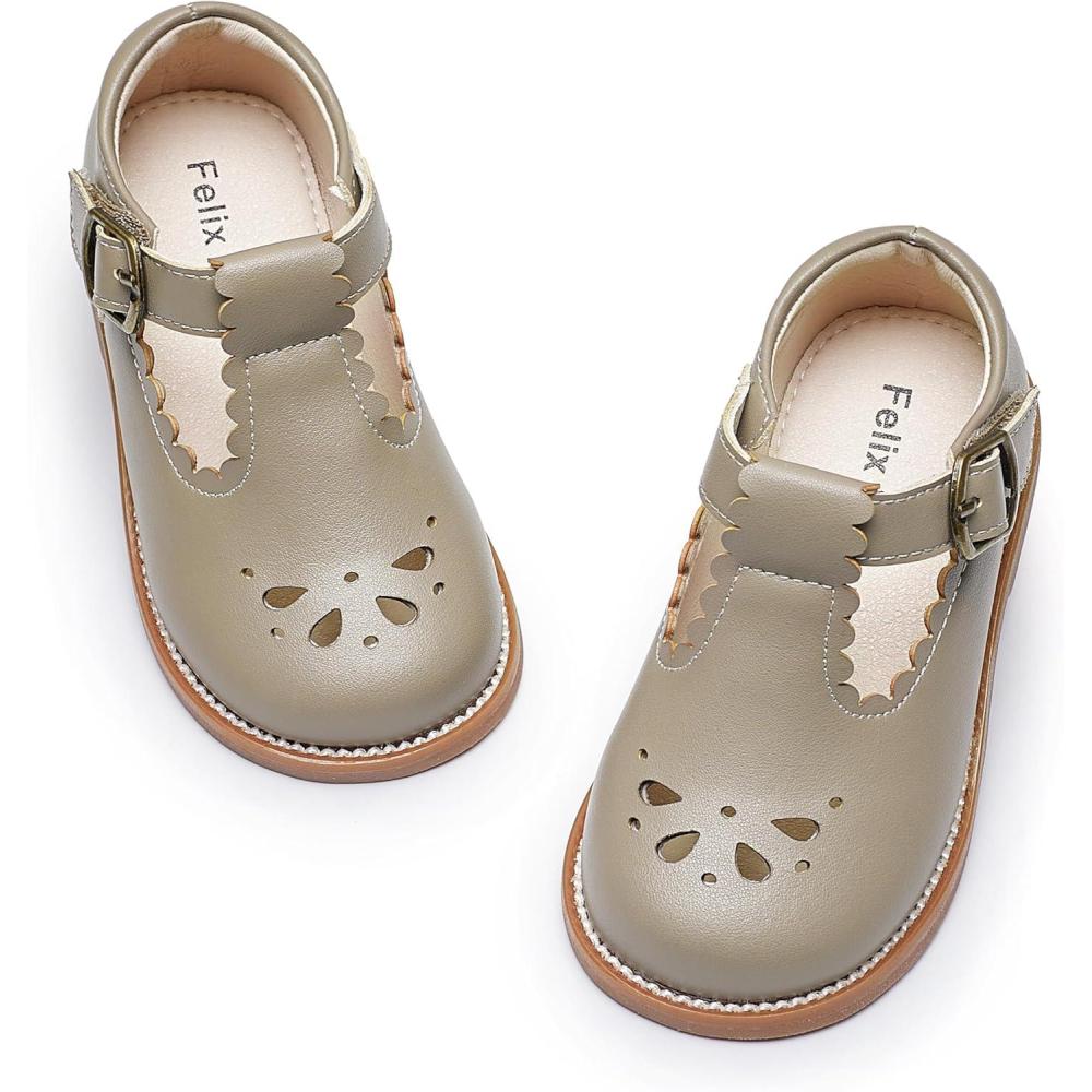 imageFelix ampamp Flora Toddler Little Girl Mary Jane Dress Shoes  Ballet Flats for Girl Party School ShoesB366grey
