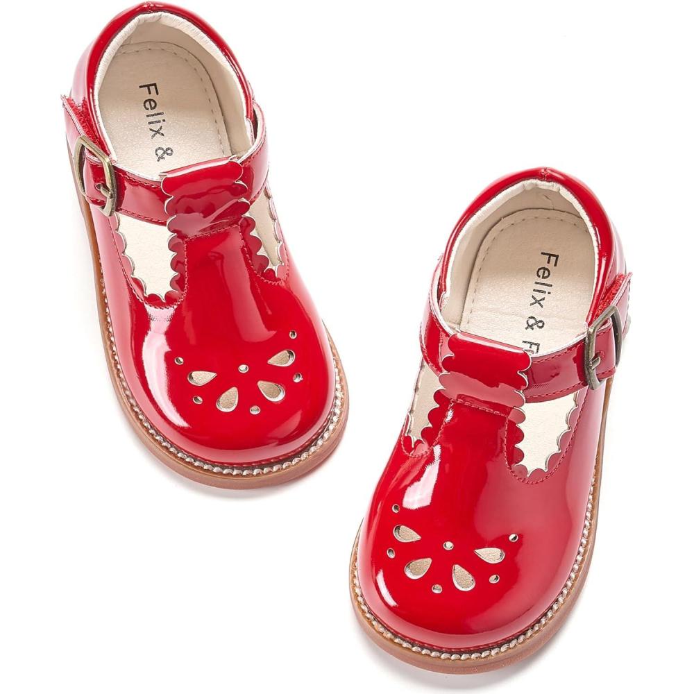 imageFelix ampamp Flora Toddler Little Girl Mary Jane Dress Shoes  Ballet Flats for Girl Party School ShoesB366pl Red