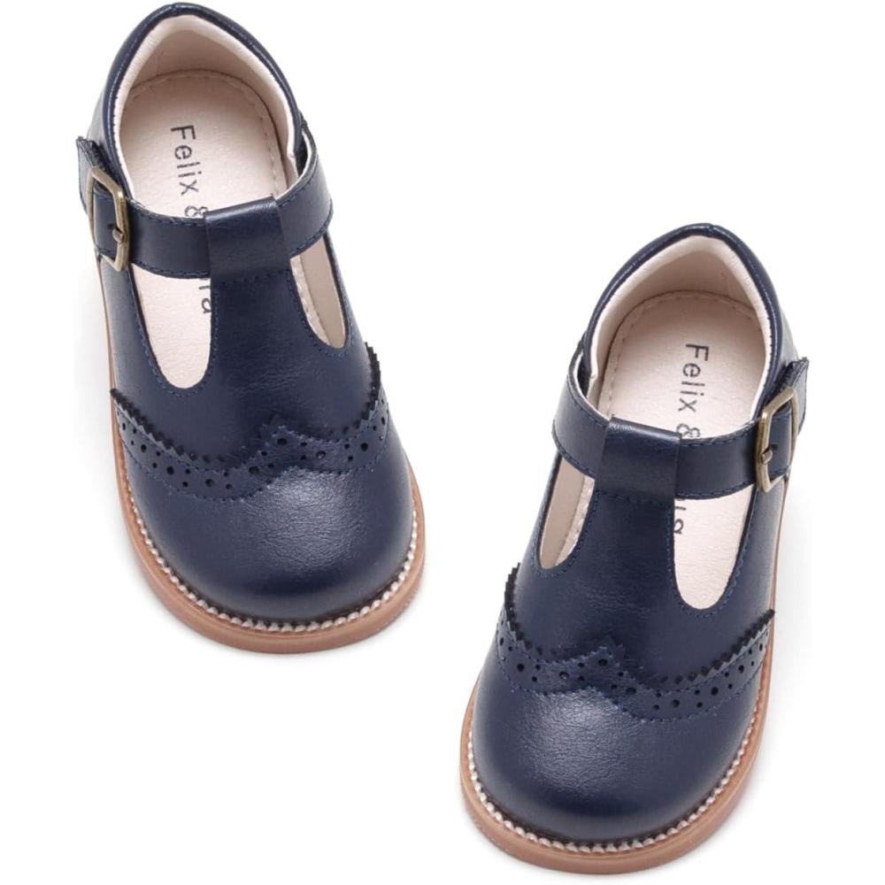 imageFelix ampamp Flora Toddler Little Girl Mary Jane Dress Shoes  Ballet Flats for Girl Party School ShoesB368navy Blue