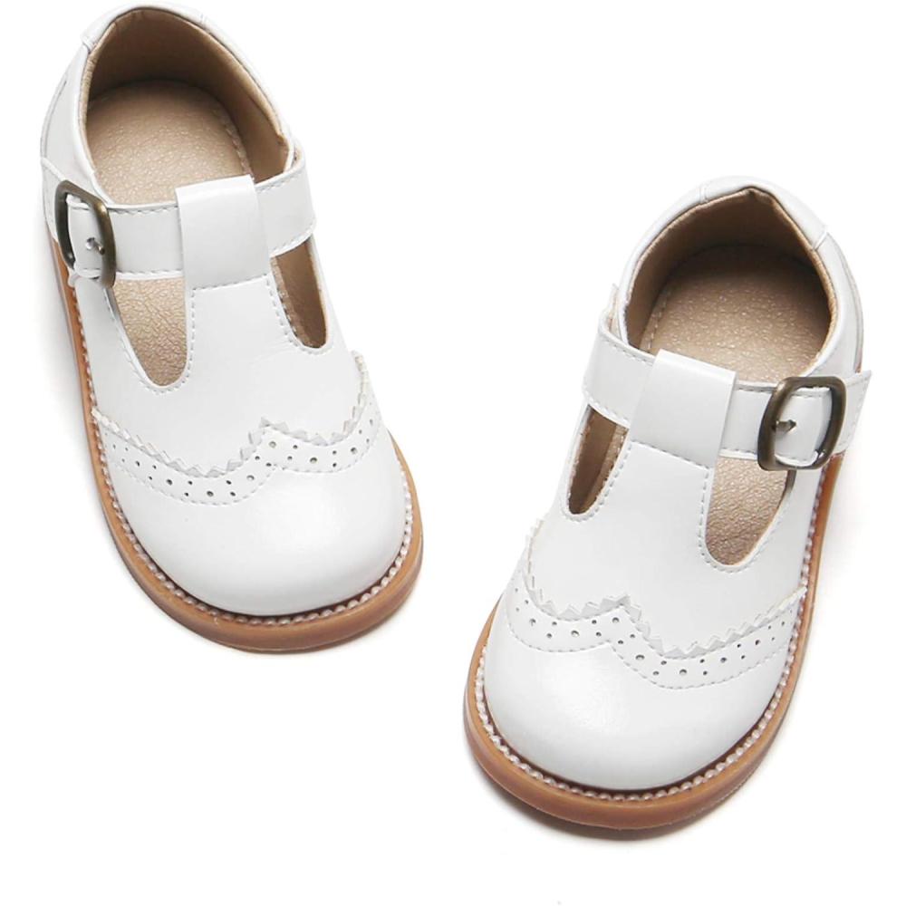 imageFelix ampamp Flora Toddler Little Girl Mary Jane Dress Shoes  Ballet Flats for Girl Party School ShoesB368white