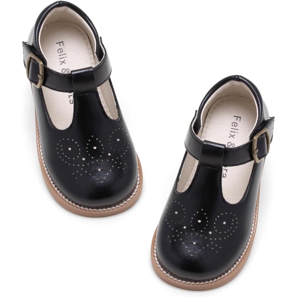 imageFelix ampamp Flora Toddler Little Girl Mary Jane Dress Shoes  Ballet Flats for Girl Party School ShoesB369black