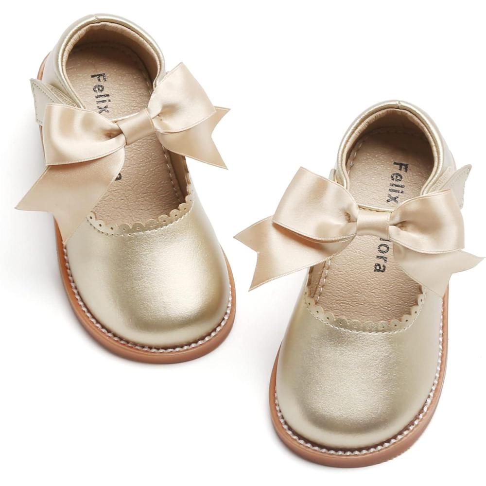 imageFelix ampamp Flora Toddler Little Girl Mary Jane Dress Shoes  Ballet Flats for Girl Party School ShoesB380gold