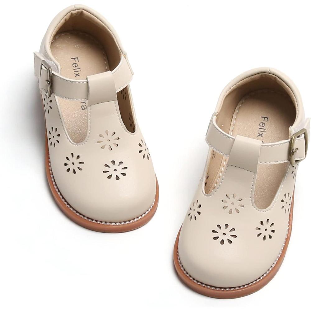imageFelix ampamp Flora Toddler Little Girl Mary Jane Dress Shoes  Ballet Flats for Girl Party School ShoesB392beige